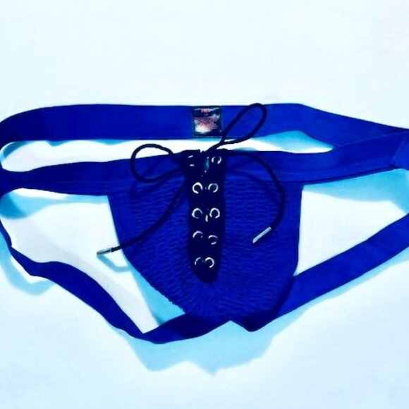 FIZX Mark by Undergear Solid Knit Lace-up Athletic Supporter/Jock- Blue / Black - Picture 5 of 13